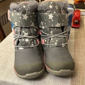 Gray Star Pattern Kids Boots